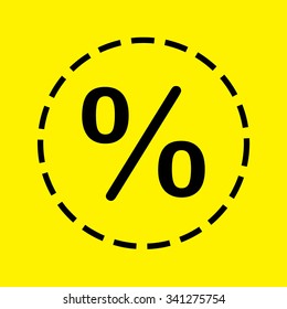 A Yellow Icon Isolated on a Grey Background - Percent