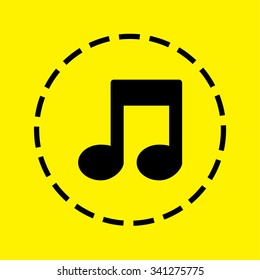 A Yellow Icon Isolated on a Grey Background - Musical Note