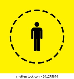 A Yellow Icon Isolated on a Grey Background - Man