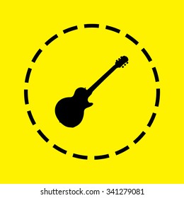 A Yellow Icon Isolated on a Grey Background - Guitar