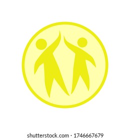 yellow icon of joyful people, flat style, on a white background, vector illustration
