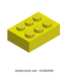 Yellow Icon Lego. 3D Lego. Vector Illustration