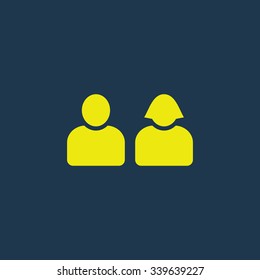 Yellow icon of Male & Female Users on dark blue background. Eps.10