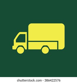 Yellow Icon of Mini Truck Isolated on Dark Green Background. Eps--10.