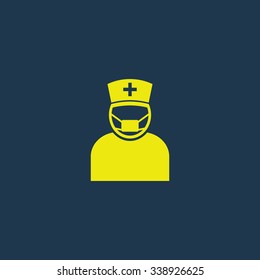 Yellow icon of Nurse on dark blue background. Eps.10