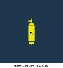 Yellow icon of Oxygen Cylinder on dark blue background. Eps.10