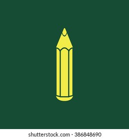 Yellow Icon of Pencil Isolated on Dark Green Background. Eps--10.