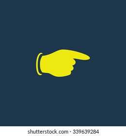 Yellow icon of Pointing Finger on dark blue background. Eps.10