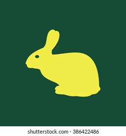 Yellow Icon of Rabbit Isolated on Dark Green Background. Eps--10.