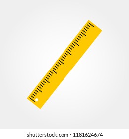  Yellow icon of ruler. Vector illustration.