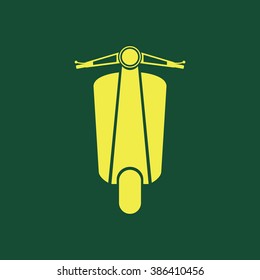 Yellow Icon of Scooter Isolated on Dark Green Background. Eps--10.