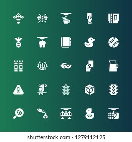 yellow icon set. Collection of 25 filled yellow icons included d, Ducky, Fried egg, Traffic light, Parrot, Warning, Lemonade, Red card, Lemon, Tumbleweed, Ink cartridge, Tennis ball