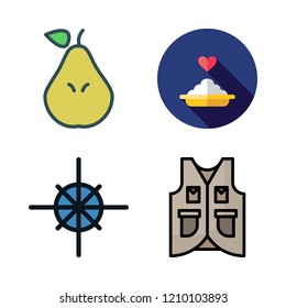 yellow icon set. vector set about composition, porridge, vest and pear icons set.