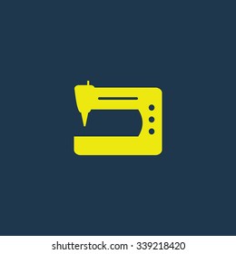 Yellow icon of Sewing Machine on dark blue background. Eps.10