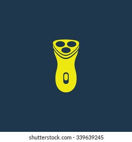 Yellow icon of Shaving Machine on dark blue background. Eps.10