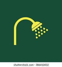 Yellow Icon of Shower Isolated on Dark Green Background. Eps--10.