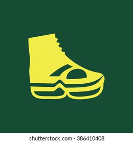 Yellow Icon of Skates Isolated on Dark Green Background. Eps--10.