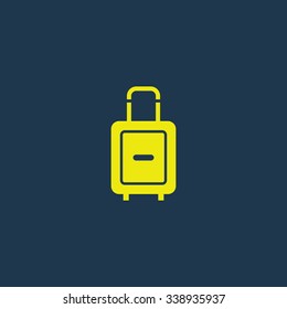 Yellow icon of Suitcase on dark blue background. Eps.10