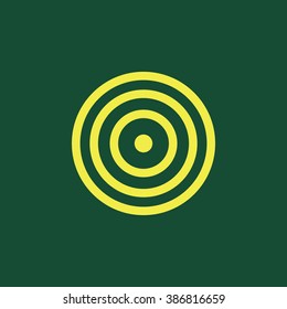 Yellow Icon of Target on Dark Green Background. Eps--10.