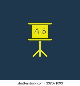 Yellow icon of Teaching Stand Board on dark blue background. Eps.10