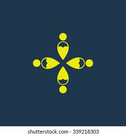Yellow icon of Team on dark blue background. Eps.10