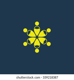 Yellow icon of Team on dark blue background. Eps.10