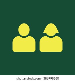 Yellow Icon of Team on Dark Green Background. Eps--10.