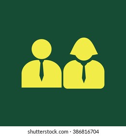 Yellow Icon of Team on Dark Green Background. Eps--10.