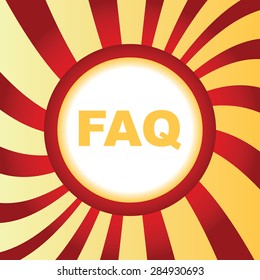 Yellow icon with text FAQ, in the middle of abstract background