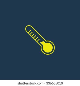 Yellow icon of Thermometer on dark blue background. Eps.10