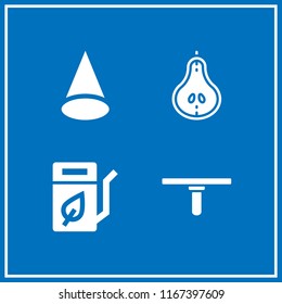 yellow icon. This set with broom, biodiesel, cone and pear vector icons for mobile and web