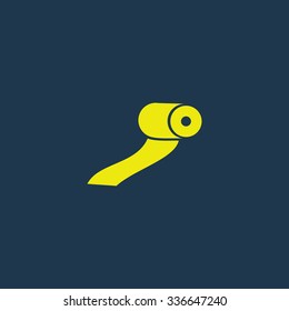 Yellow icon of Tissue Paper Roll on dark blue background. Eps.10