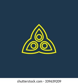 Yellow icon of Triangle Abstract on dark blue background. Eps.10