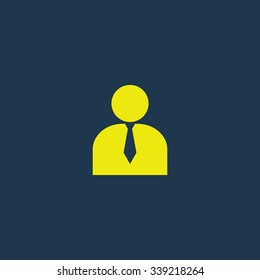 Yellow icon of User on dark blue background. Eps.10