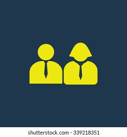 Yellow icon of User on dark blue background. Eps.10