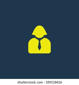 Yellow icon of User on dark blue background. Eps.10