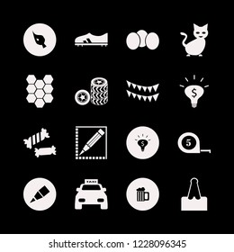 yellow icon. yellow vector icons set pencil, tape measure, football shoe and brush