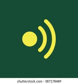 Yellow Icon of Wi-Fi Isolated on Dark Green Background. Eps--10.