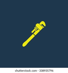 Yellow icon of Wrench on dark blue background. Eps.10