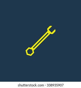 Yellow icon of Wrench  on dark blue background. Eps.10