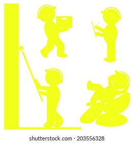 yellow icons of builders