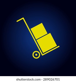 Yellow Icons set shipping and delivery on a blue background