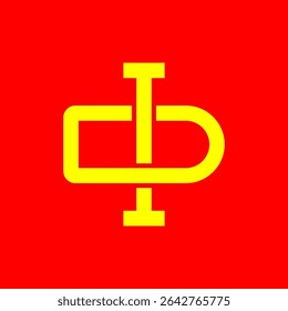 Yellow ID Monogram Logo on Red Background - Abstract Stylized Interconnected Letters Design"