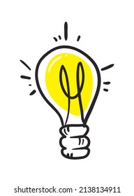 yellow idea bulb over white