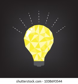 Yellow idea light blub on black background