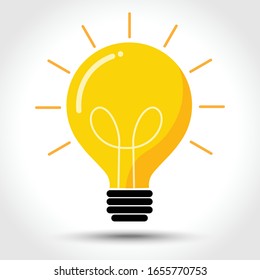 yellow idea light bulb flat icon. lamp and idea symbol. isolated on white background. vector illustration design template. creative thinking logo. business and finance concept.