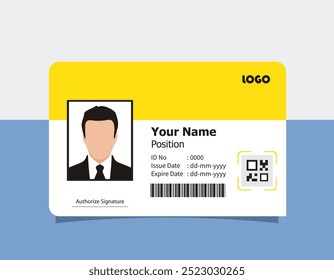 Modelo de design de cartão de identidade amarelo. Design do cartão de identificação da empresa para funcionários. Vetor