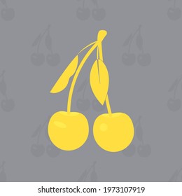 Yellow illuminating cherries on ultimate gray background