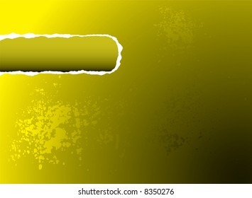 Yellow illustrated background with a rip out of the corner for your own text
