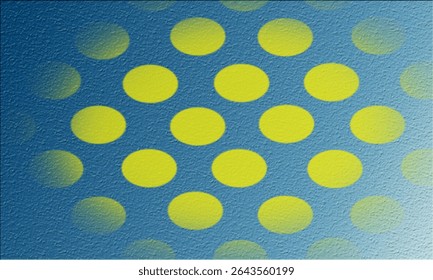 Yellow image of a circle in the background of the blue background of the polka dot yellow blue pattern pattern

